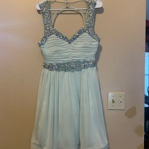 Teal short prom dress